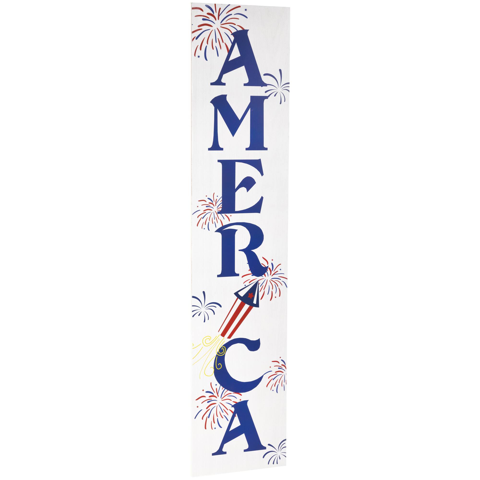 36" America Fireworks Wooden Wall Sign